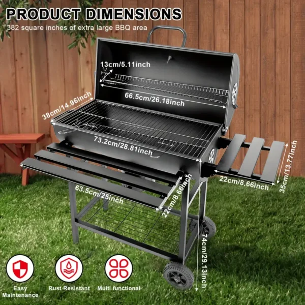 Large Enamel Charcoal BBQ Grill