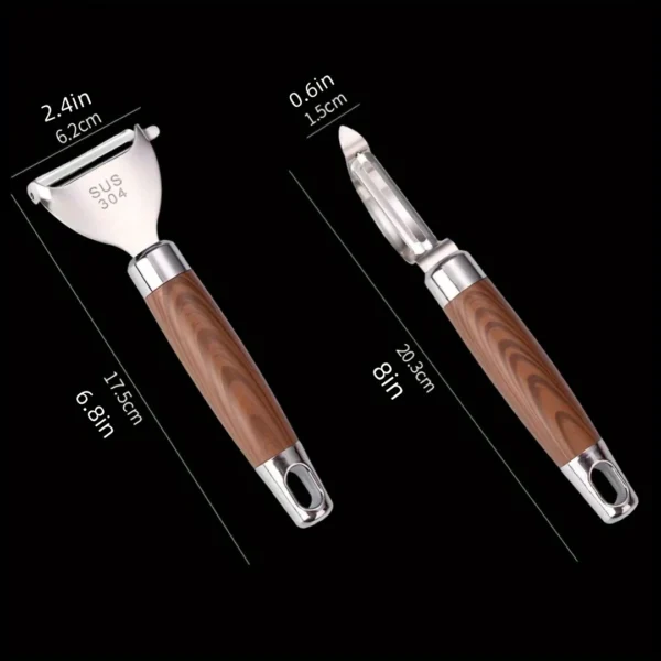 2 Pack Ergonomic Wood Handle Peelers